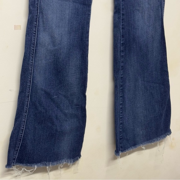 7 for All Mankind Flare Jeans Medium Wash Frayed Hem Denim 29 - Picture 3 of 7